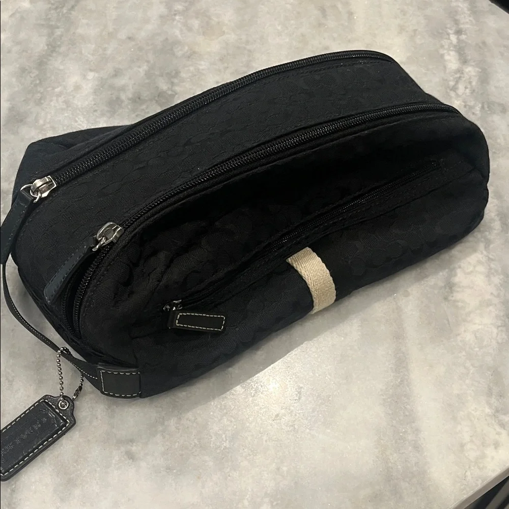 Coach Black Toiletry Bag with Cream Accent - Picture 1 of 6